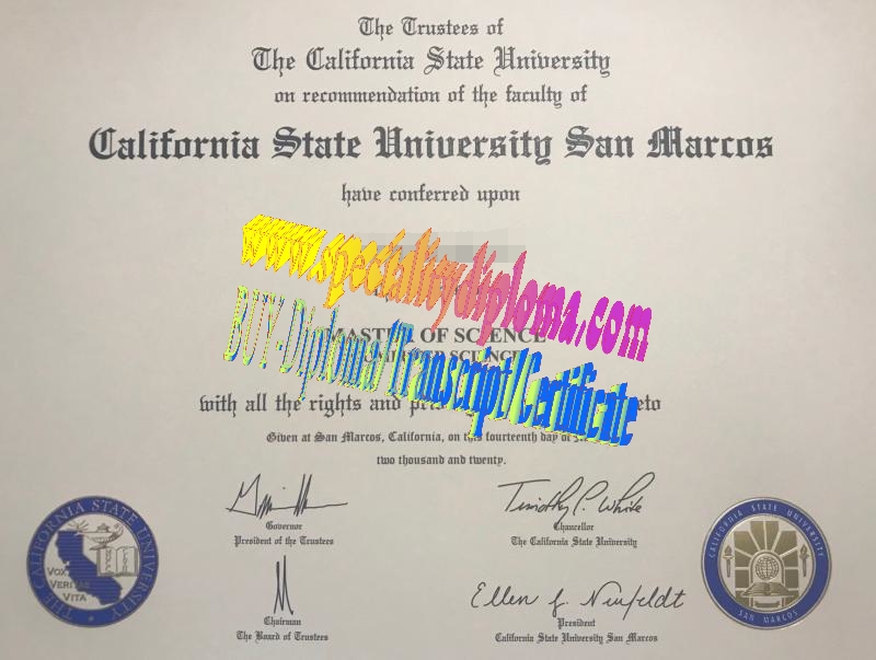 Fake California State University, San Marcos Diploma Certificate