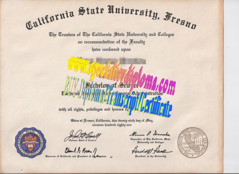 Fake California State University,Fresno Diploma Certificate