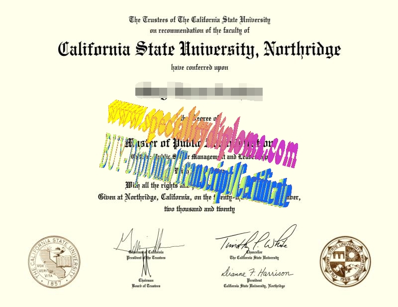 Fake California State University Northridge Diploma Certificate