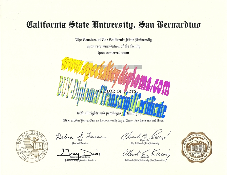 Fake California state University san bernardino Diploma Certificate