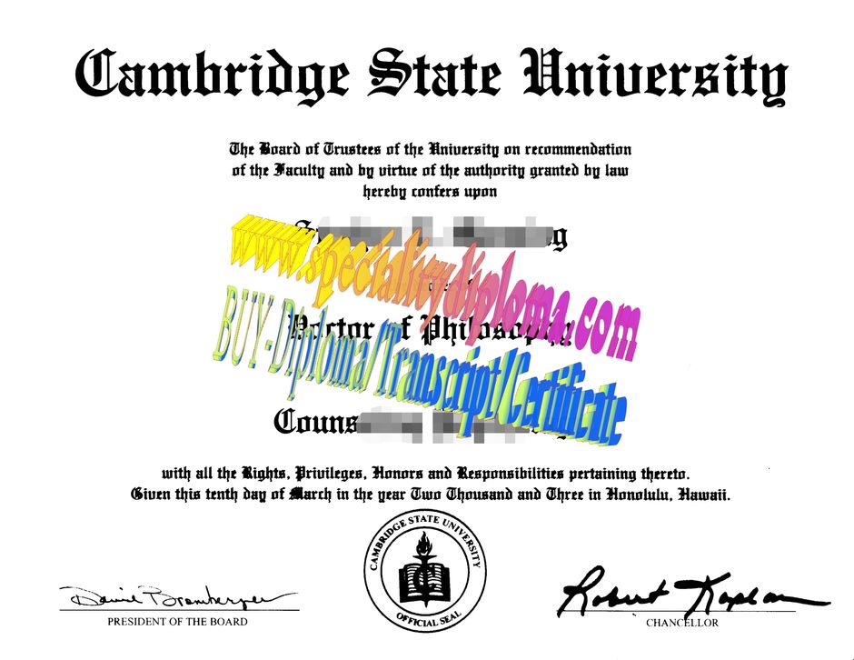 Fake Cambridge State University Diploma Certificate