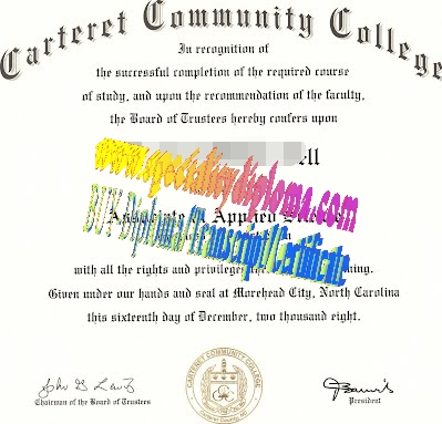 Fake Carteret Community College Diploma Certificate