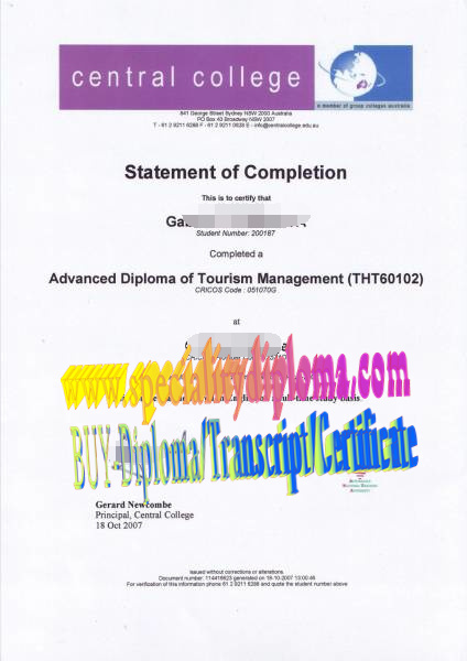 Fake Central College Diploma Degree