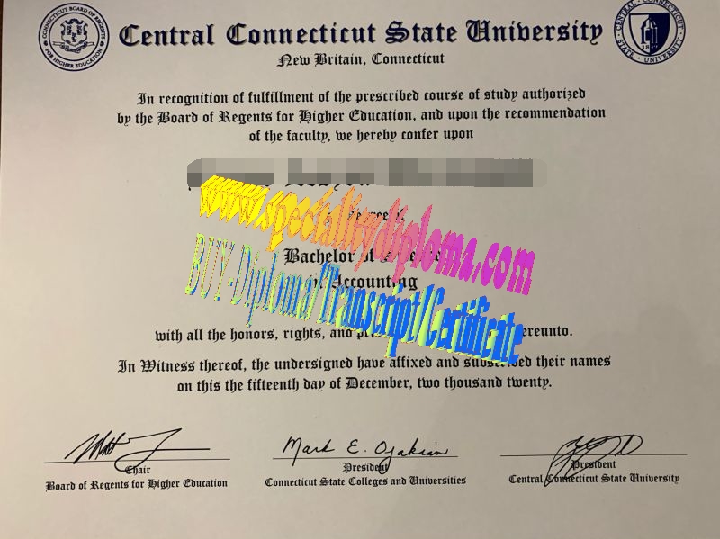 Fake Central Connecticut State University Diploma Certificate