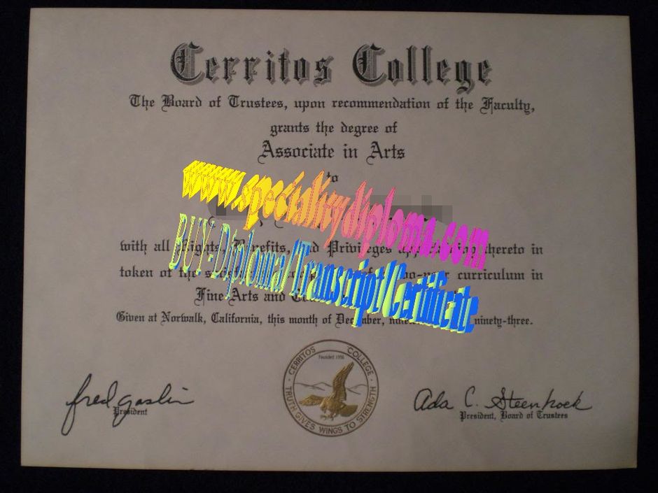 Fake Cerritos College Diploma Certificate