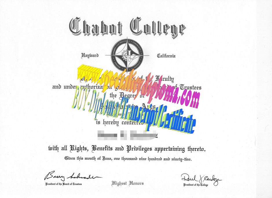 Fake ChabotCollege Diploma Certificate