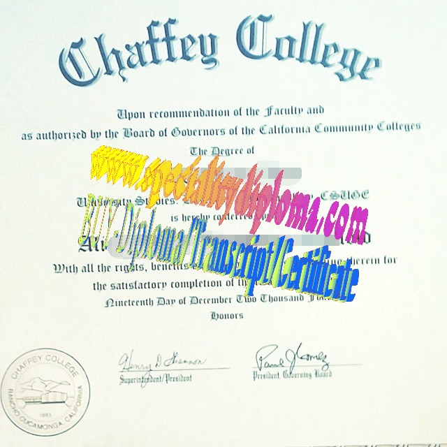 Fake Chaffey College Diploma Certificate