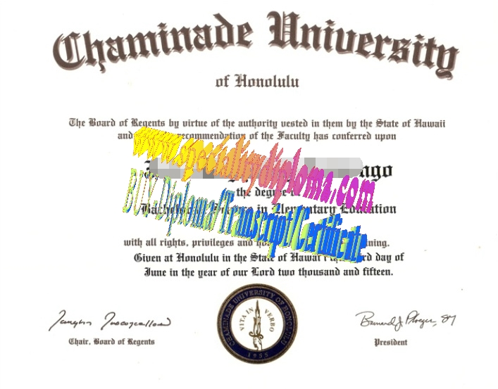 Fake Chaminade University of Honolulu Diploma Certificate