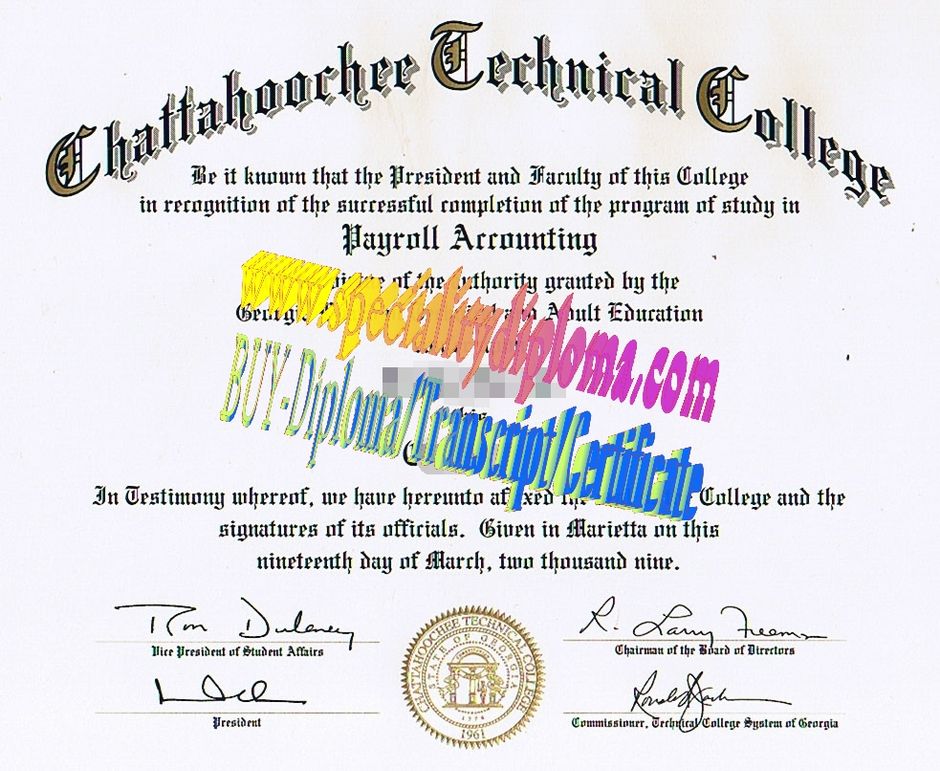 Fake Chattahoochee Technical College Diploma Certificate