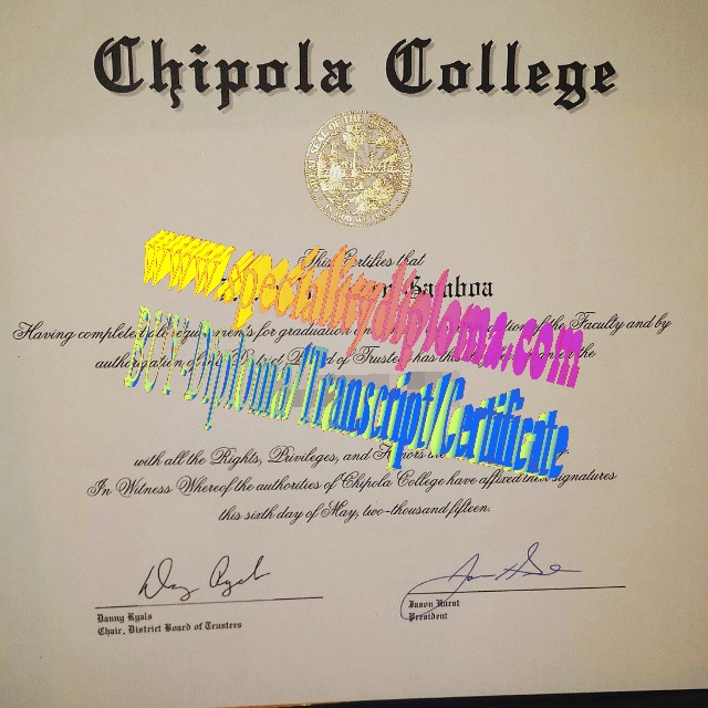 Fake Chipola College Diploma Certificate