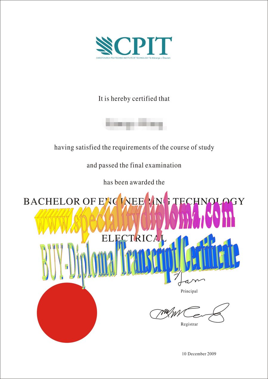 Fake Christchurch Polytechnic Institute of Technology Diploma Degree