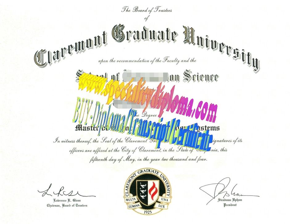 Fake Claremont Graduate University Diploma Certificate