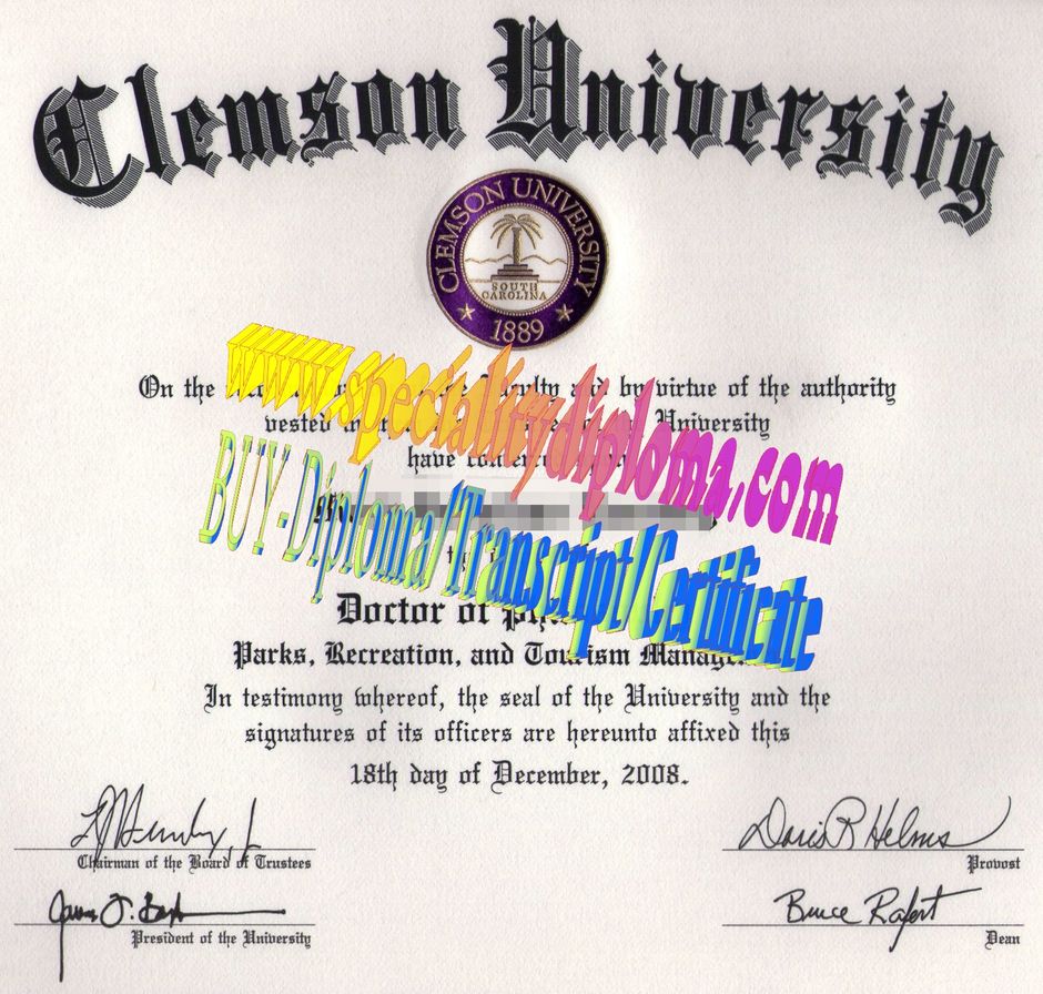 Fake Clemson University Diploma Certificate