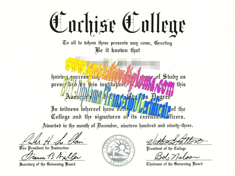 Fake Cochise College Diploma Certificate