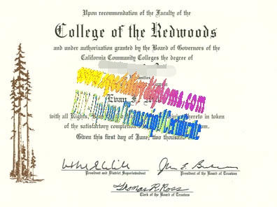 Fake College Of The Redwoods Diploma Certificate