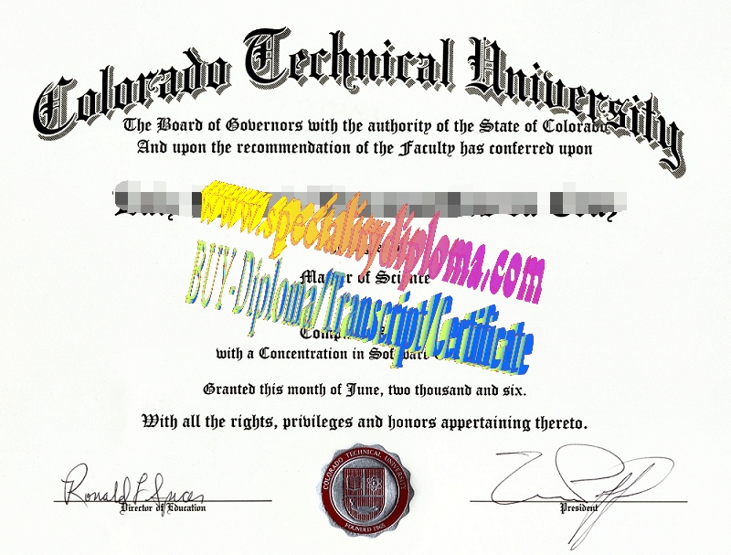 Fake Colorado Technical University Diploma Certificate