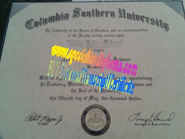 Fake Columbia Southern University Diploma Certificate