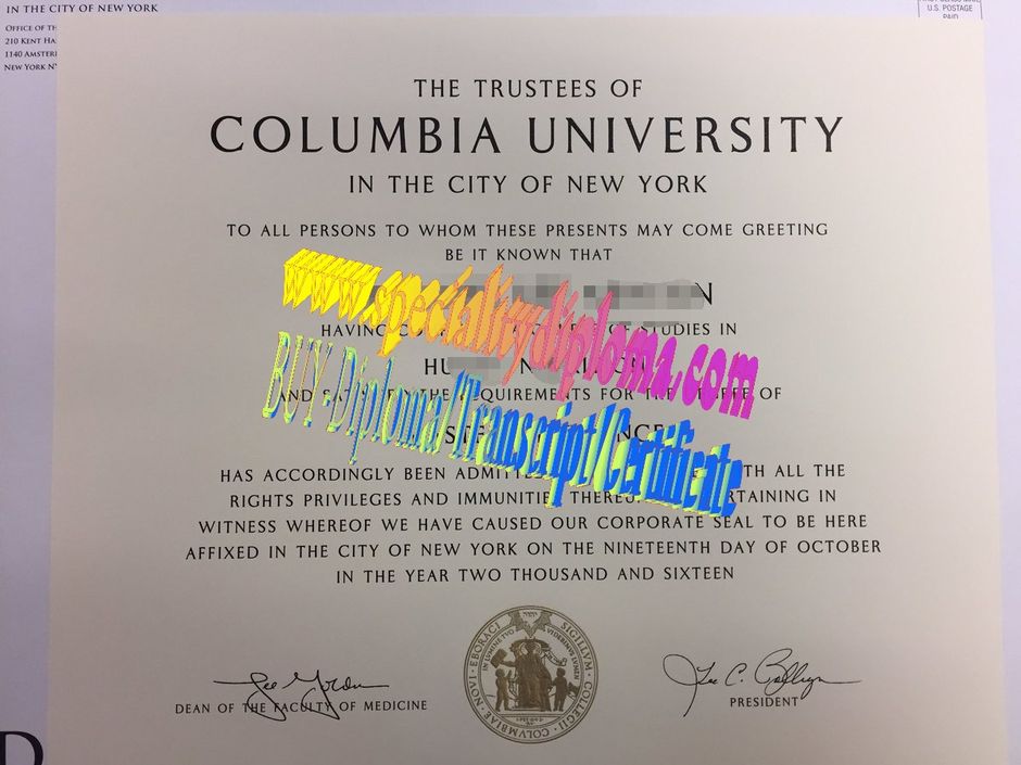 Fake Columbia University Diploma Certificate