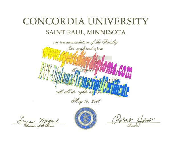 Fake Concordia University  Saint Paul Diploma Certificate