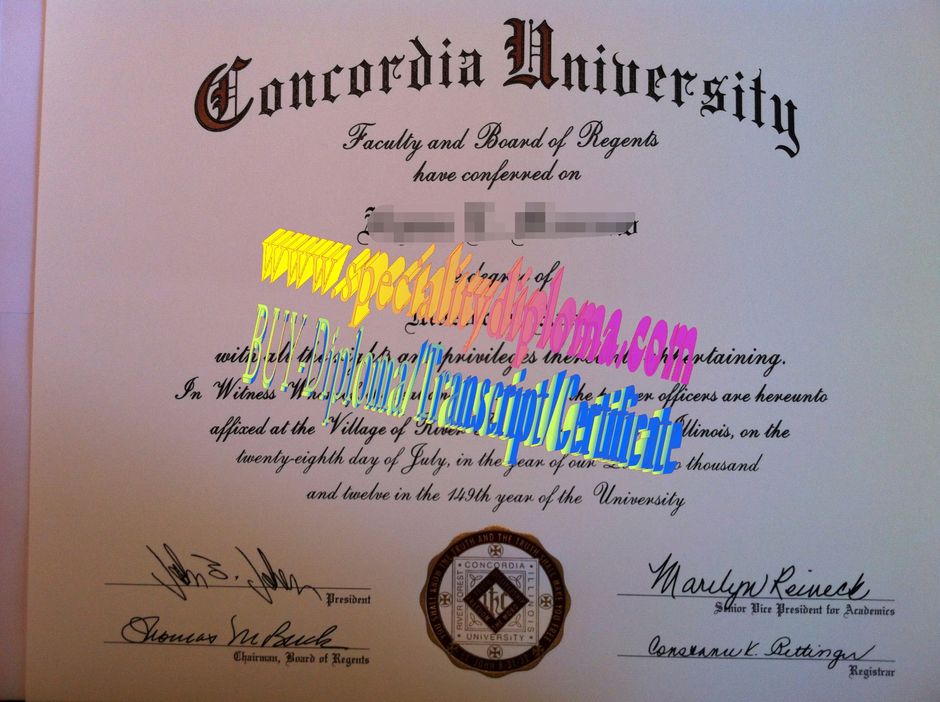 Fake Concordia University Diploma Certificate