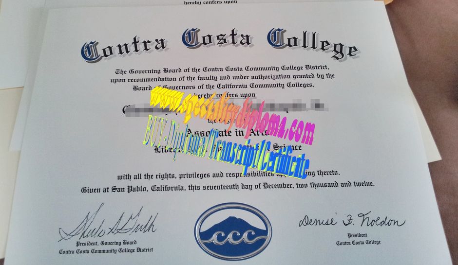 Fake Contra Costa College Diploma Certificate