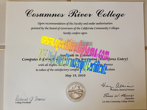 Fake Cosumnes River College Diploma Certificate