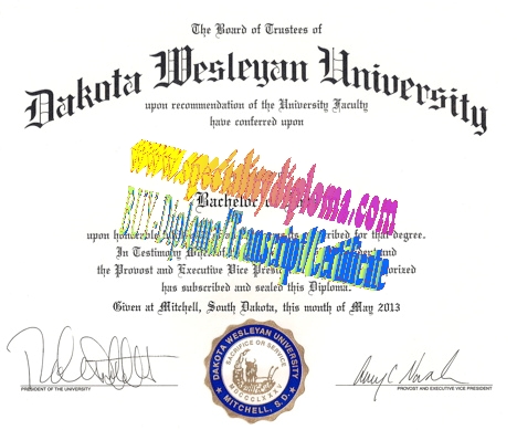 Fake Dakota Wesleyan University Diploma Certificate