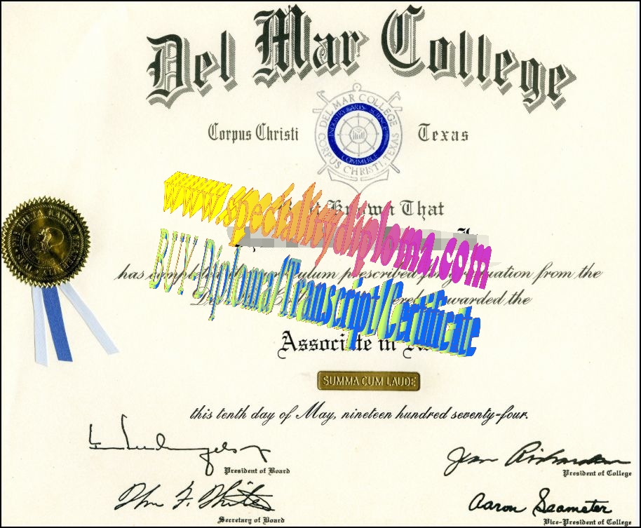 Fake Del Mar College Diploma Certificate