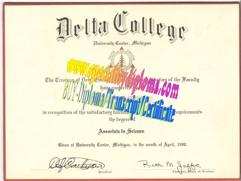 Fake Delta College Diploma Certificate