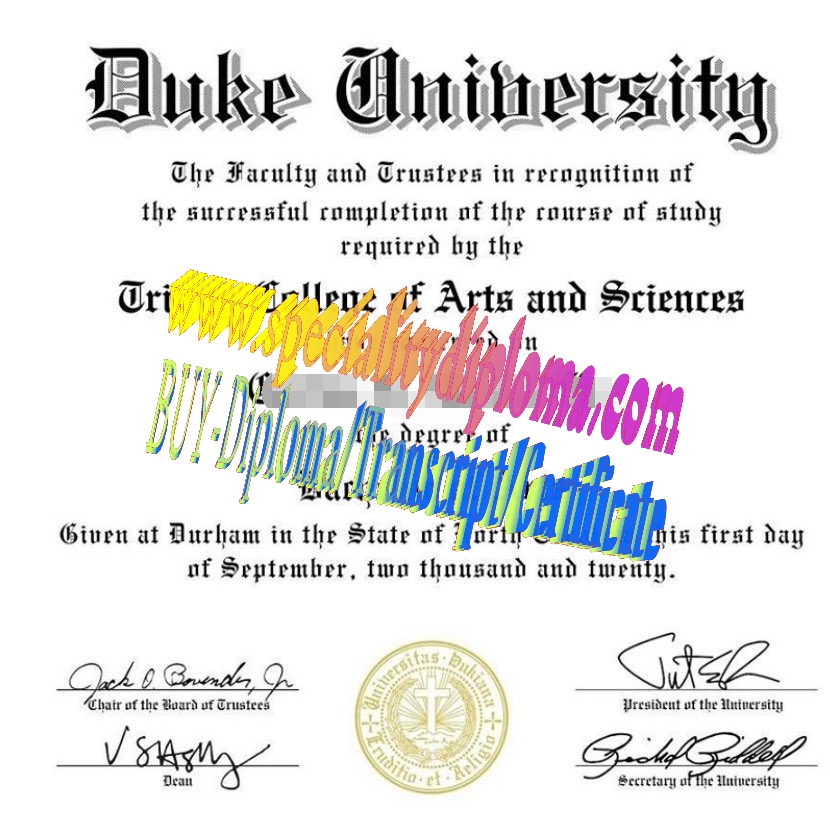 Fake Duke University Diploma Certificate