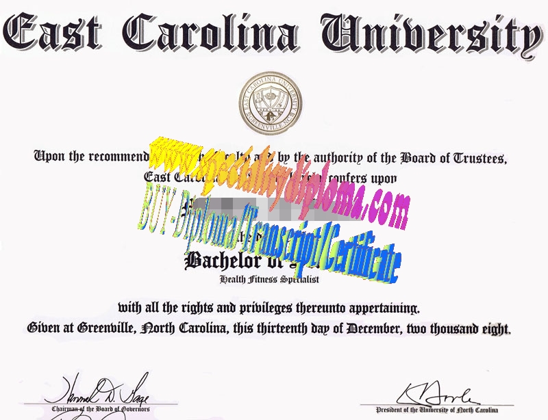 Fake East Carolina University Diploma Certificate