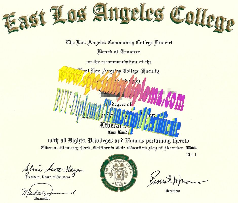 Fake East Los Angeles College Diploma Certificate