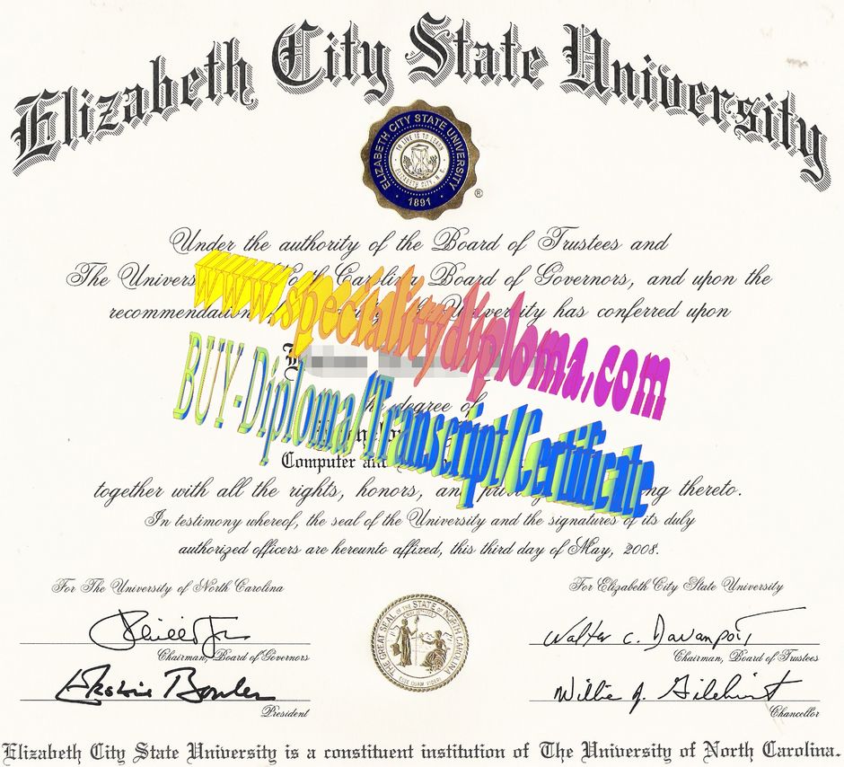 Fake Elizabeth City State University Diploma Certificate