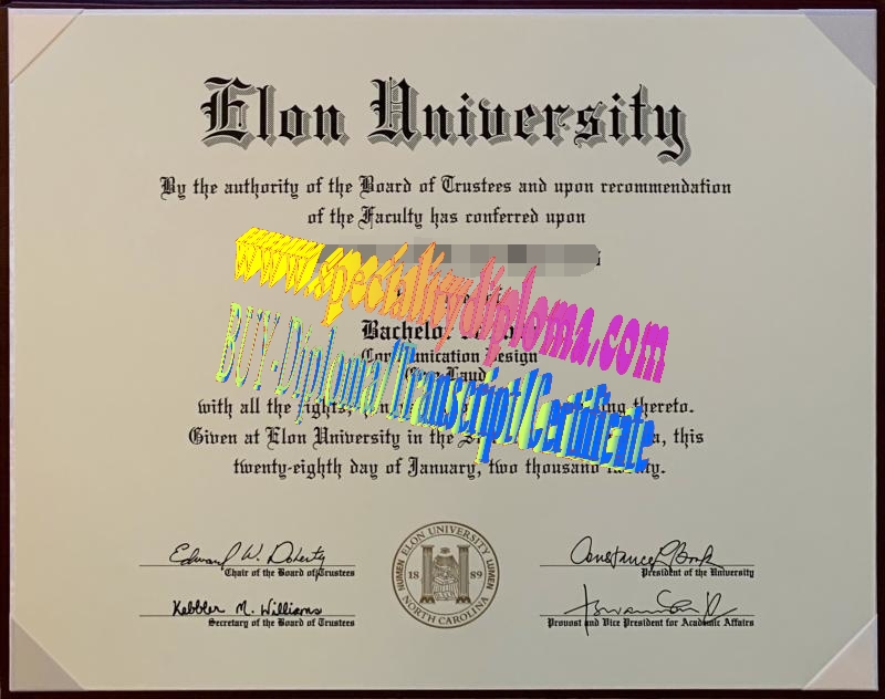 Fake Elon University Diploma Certificate