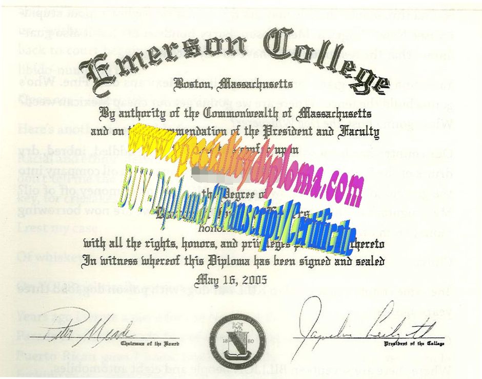 Fake Emerson College Diploma Certificate