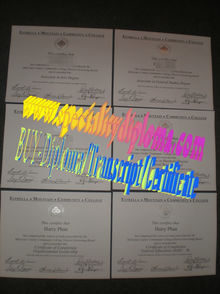 Fake Estrella Mountain Community College Diploma Certificate