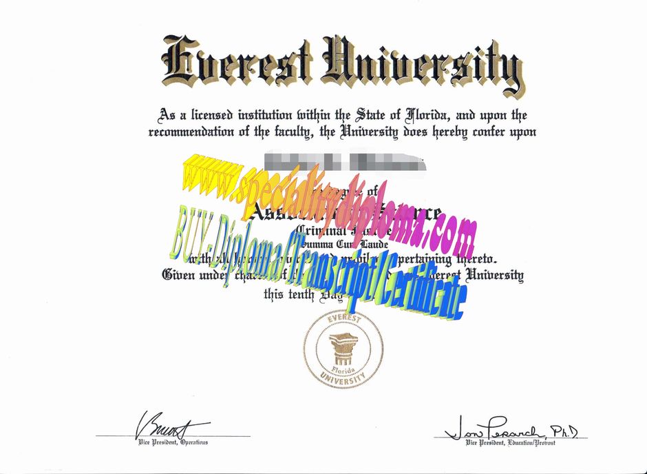 Fake Everest University Diploma Certificate