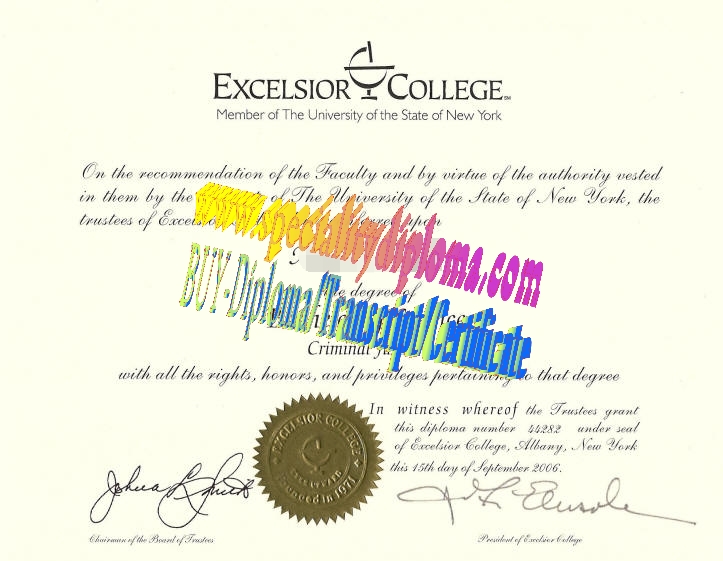 Fake Excelsior College Diploma Certificate