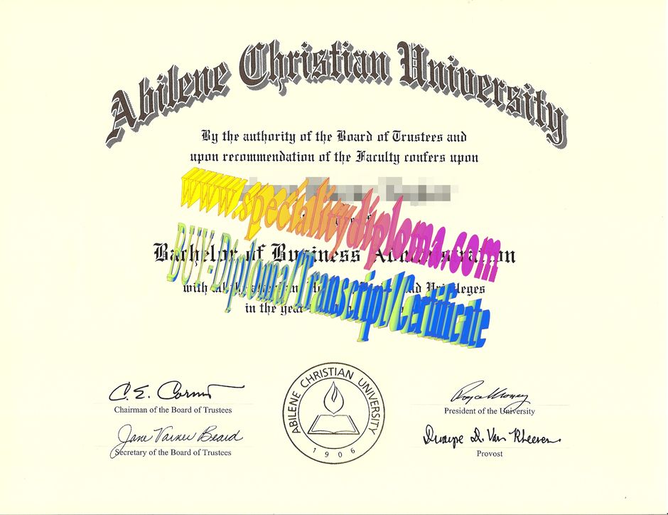 Fake Fake Abilene Christian University Diploma Certificate Certificate