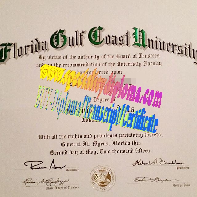 Fake Florida Gulf Coast University Diploma Certificate