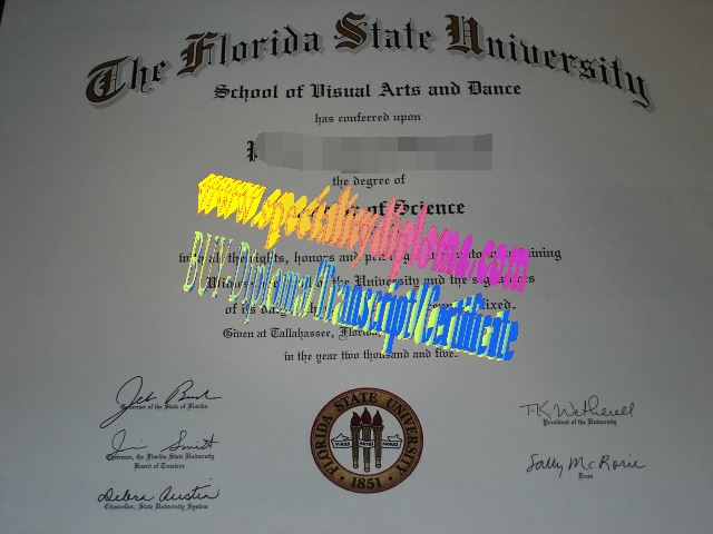 Fake Florida State University Diploma Certificate