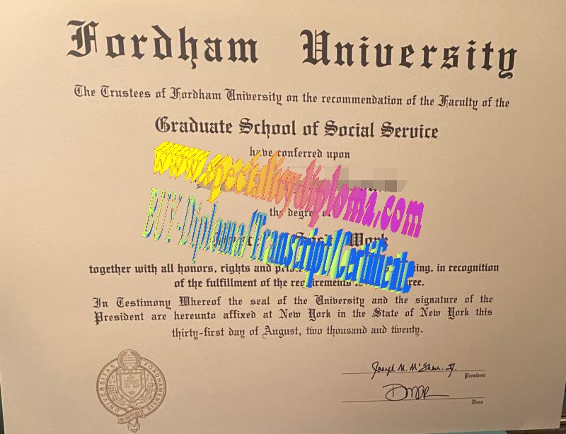 Fake Fordham University Diploma Certificate