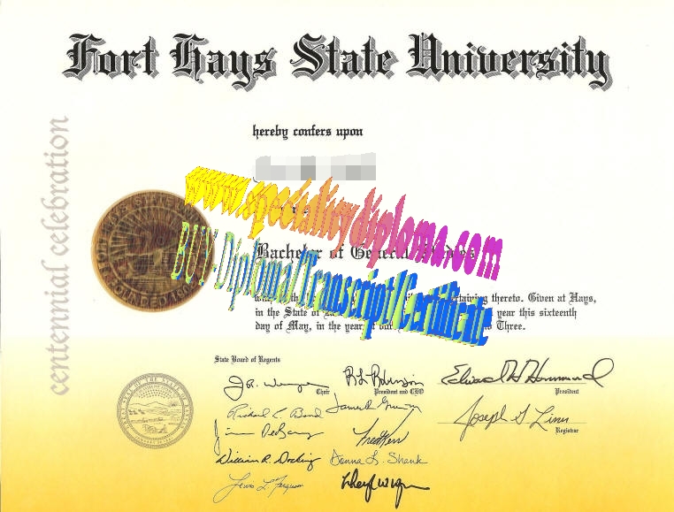 Fake Fort Hays State University Diploma Certificate