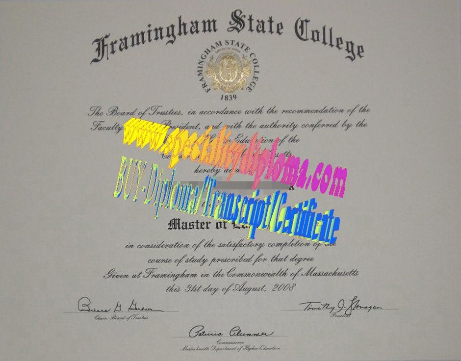 Fake Framingham State College Diploma Certificate