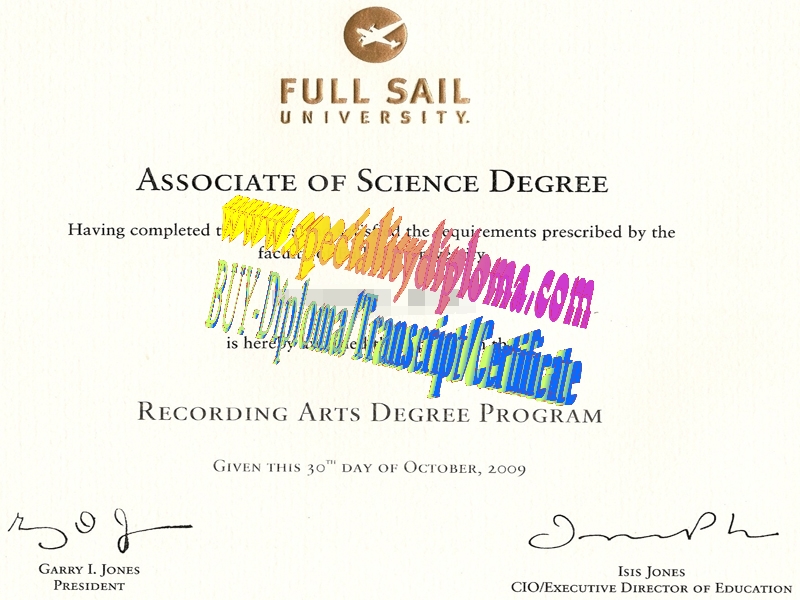 Fake Full Sail University Diploma Certificate