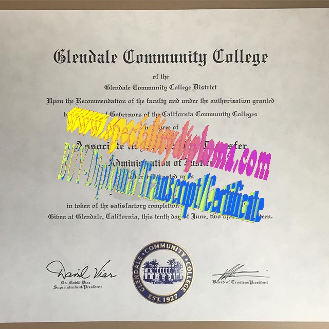 Fake Glendale Community College Diploma Certificate