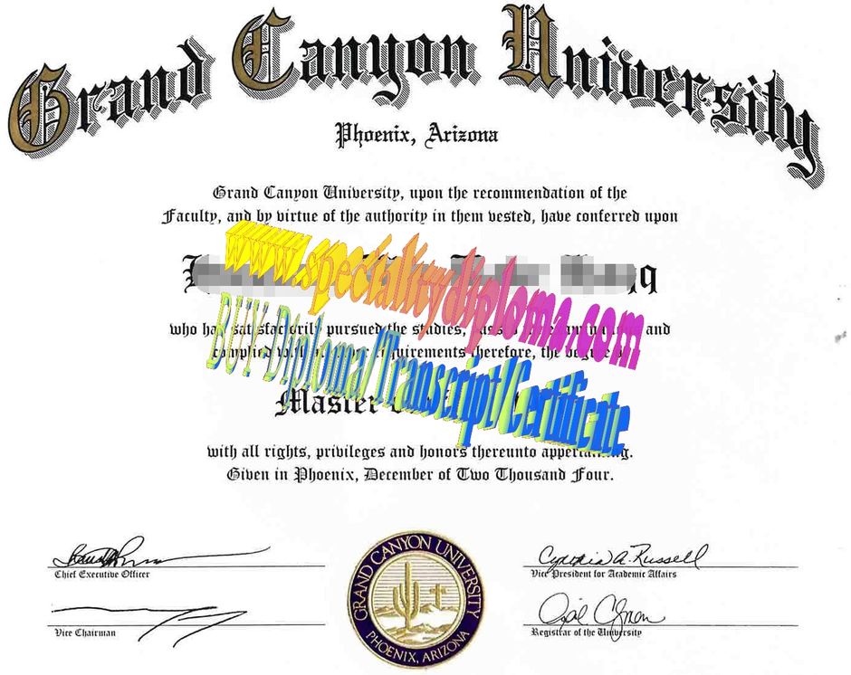 Fake Grand Canyon University Diploma Certificate