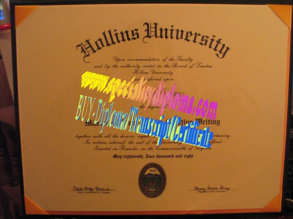 Fake Hollins University Diploma Certificate