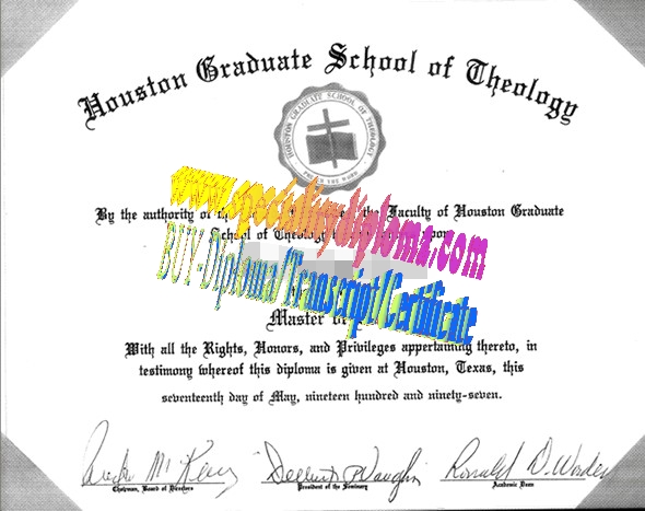 Fake Houston Graduate School of Theology Diploma Certificate