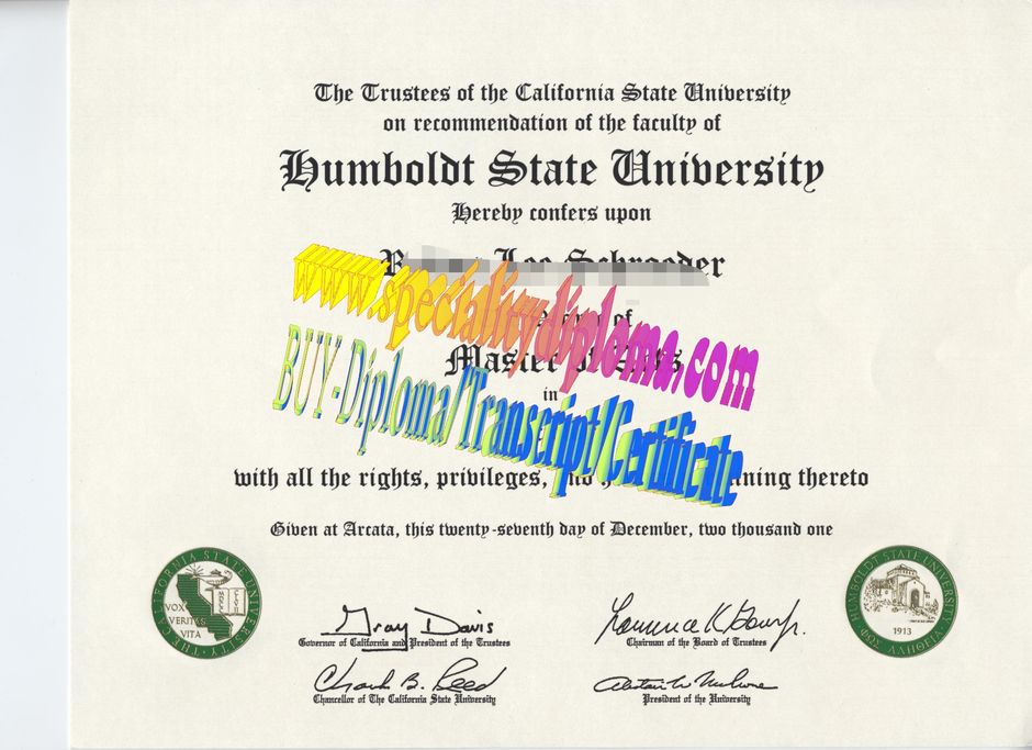 Fake Humboldt State University Diploma Certificate